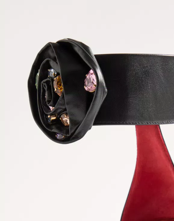 Valentino Drip Rose Kidskin Sandal With Crystals 105Mm - Image 2